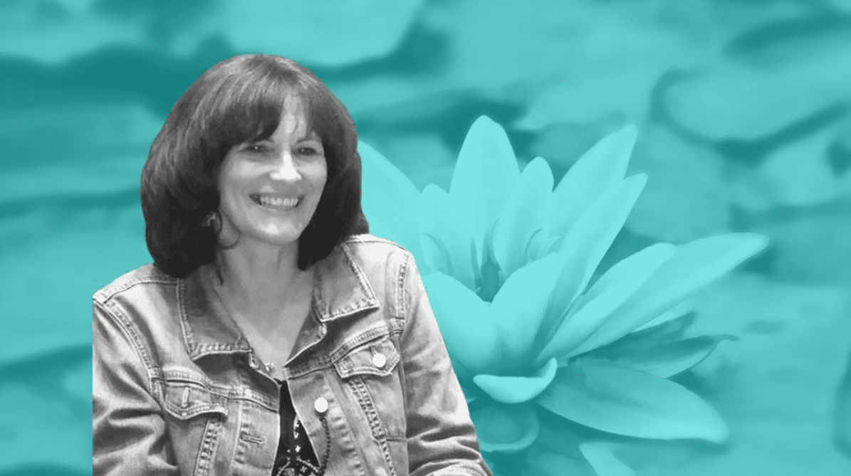 Julie Parish on a lotus flower background