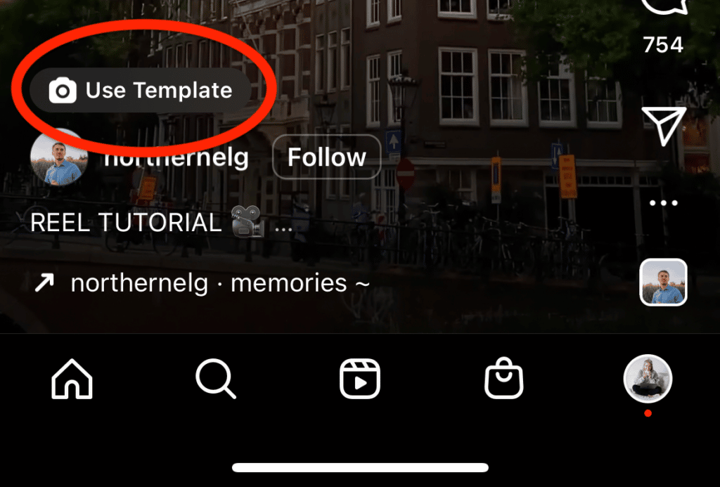 How to use template from Reels