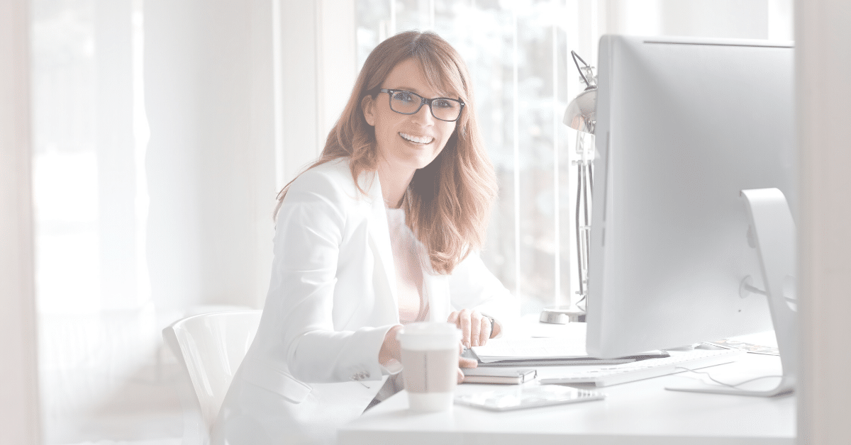 woman working happily in the office