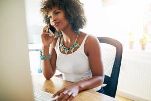 business woman on phone