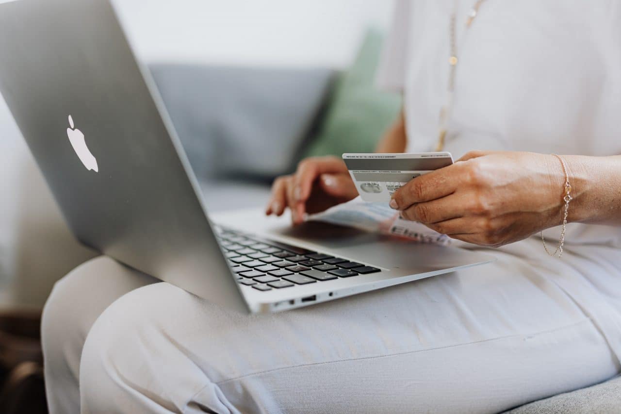 woman online shopping on laptop