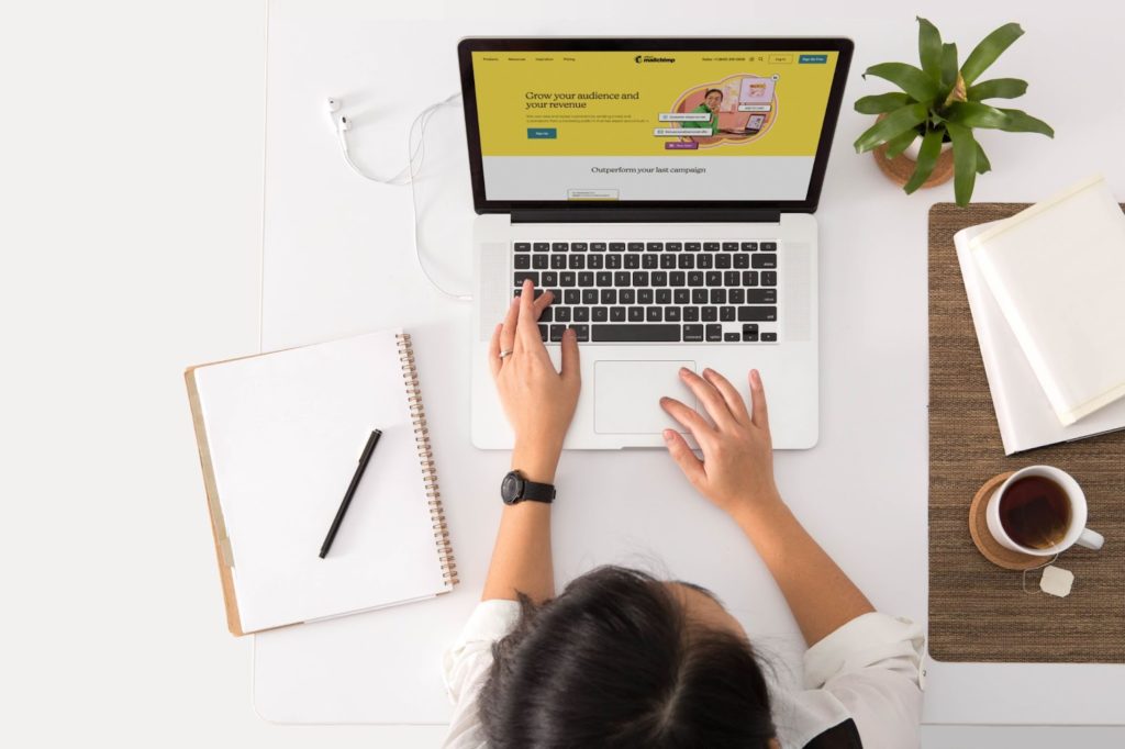 A maid service owner sends out emails to potential leads.