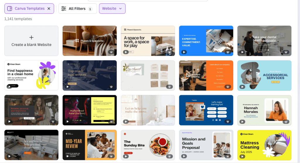 canva website builder template