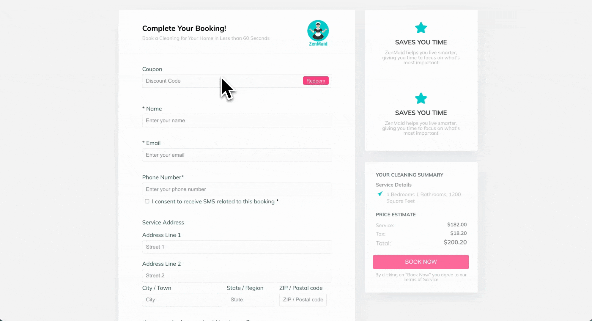 ZenMaid Booking Form GIF